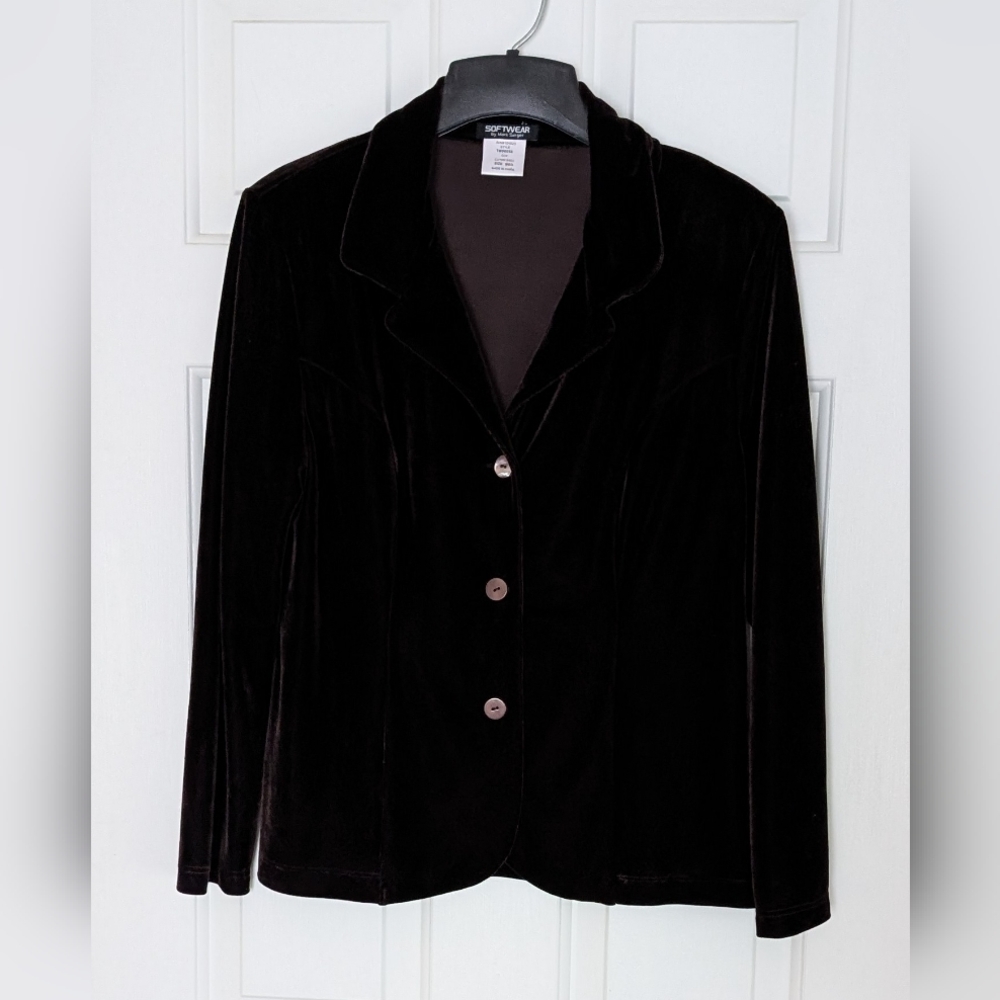 Softwear By Mark Singer Dark Brown Velvet Blazer